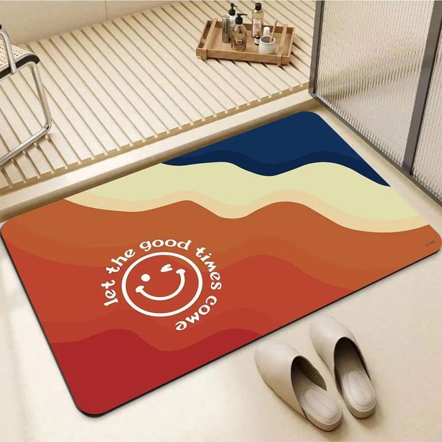 Schnell trocknende Kieselgur Saugmatte für Badezimmer und Toilette, rutschfeste Bodenmatte in Mehrfarben, B/T: 60 x 40 cm - Bild 1