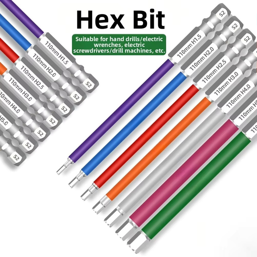 DAZZLEEX Sechskant-Schraubendreher-Bits Schlagfest und Rutschfest, Spezial-Schlitz- und Kreuzschraubendreher-Bits, Multicolor, Länge: 110 mm - Bild 1