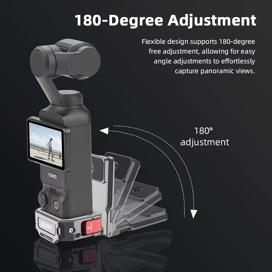 BRDRC Magnetische Halterung für DJI Pocket 3 und DJI Pocket 4, Multifunktionaler Adapterrahmen Clip und Desktop-Basis, Schwarz - Bild 2