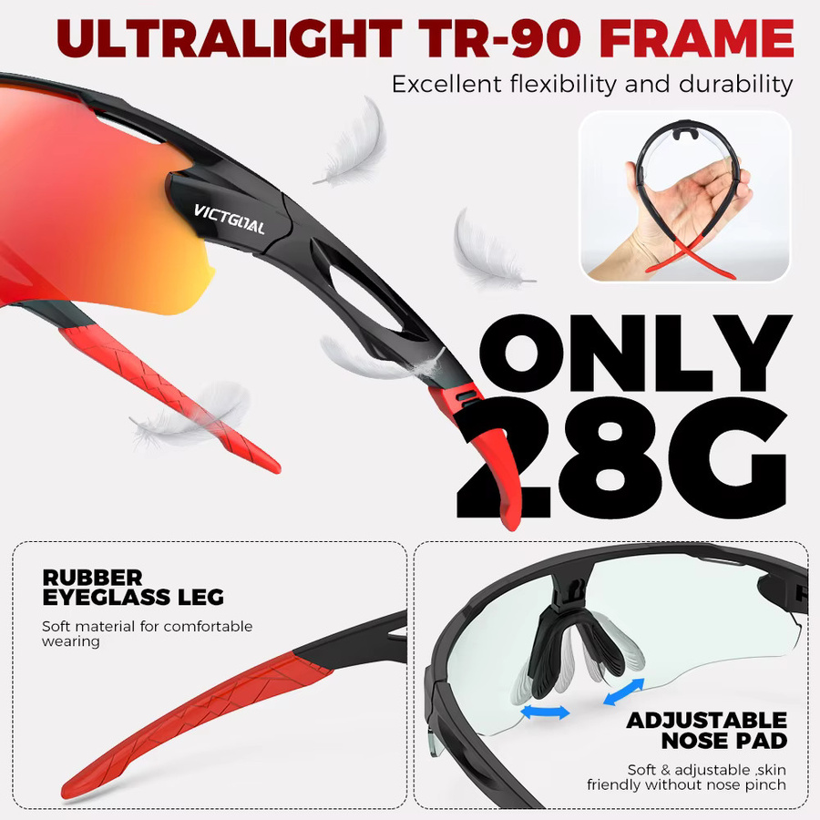 VICTGOAL Sportsonnenbrille Photochrome, Vollrand, Kunststoff, Unisex - Bild 6