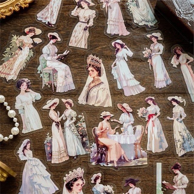 JIANQI 40 Stück süße Aufkleber für Junk Journal und Scrapbooking, Multicolour, kreatives Briefpapier für Kunst-Collagen und Fotoalben - Bild 1