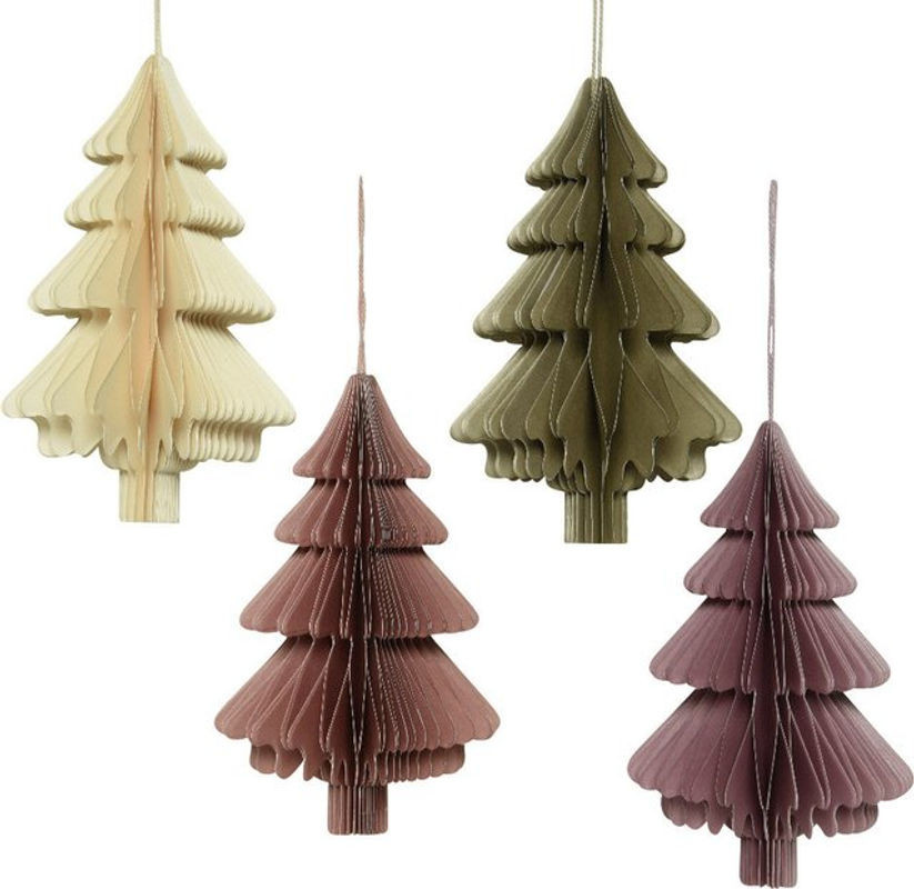 Kaemingk Weihnachtshänger Baum aus Papier in Mehrfarbig, Hängeornament für Weihnachten und Advent, Höhe: 15 cm - Bild 1
