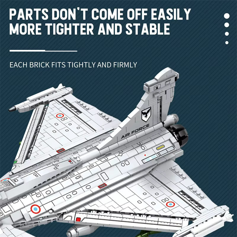 AMAZINGBLOKS Rafale Kampfflugzeug-Modell, Bausteine, Grau - Bild 2