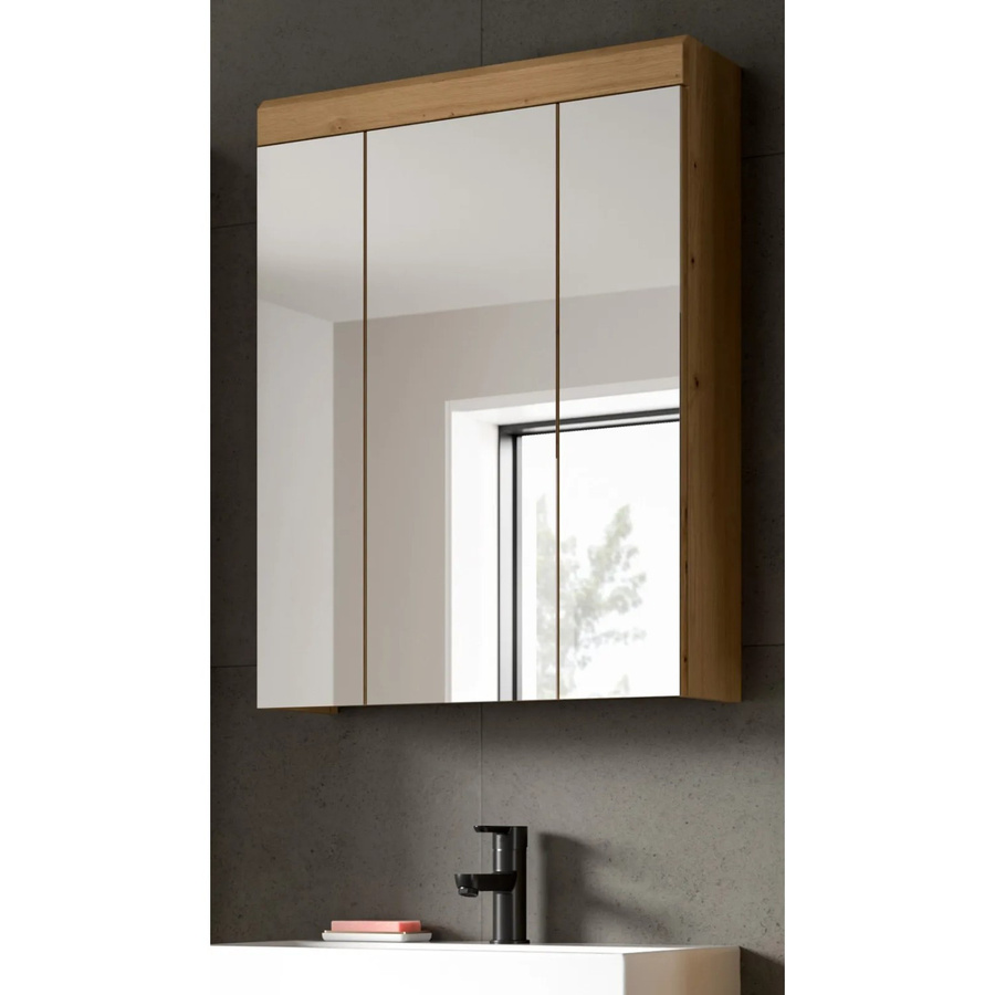 Inn.Furn Badezimmer Spiegelschrank Shawn in Eiche, Breite: 60 cm, mit LED-Beleuchtung und Glastüren - Bild 7