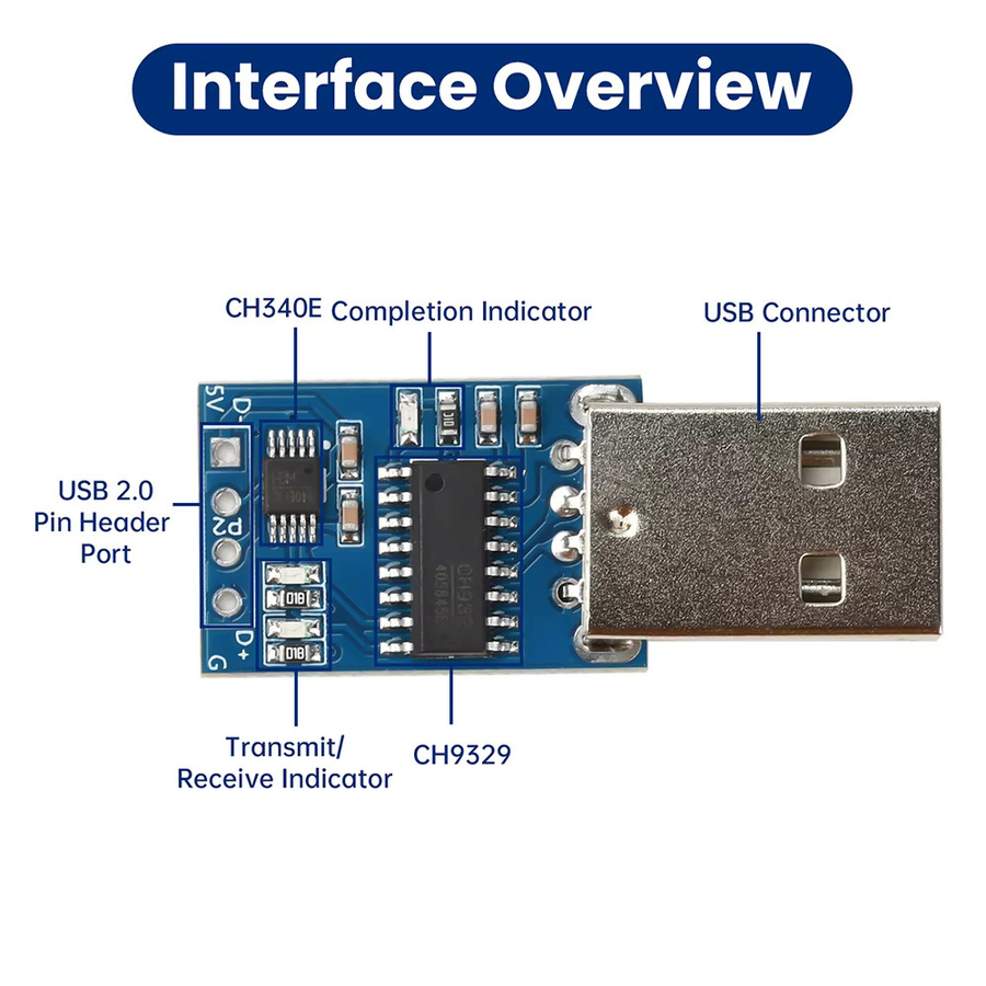 diymore CH340E CH9329 USB 2.0 zu USB-HID Tastatur Modul in Blau - Bild 2