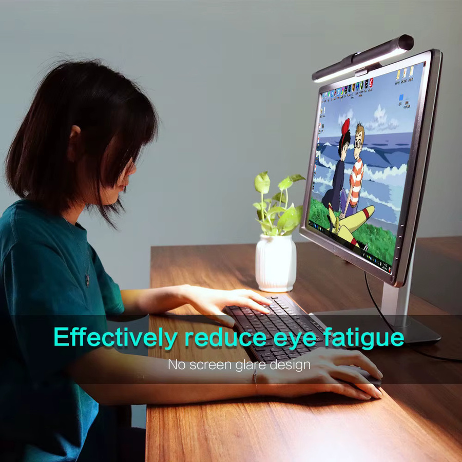 NOVEYEE USB Monitorlicht in Schwarz – Stufenlos dimmbare LED-Leiste mit Touch-Steuerung für Home Office und TV-Backlight - Bild 2