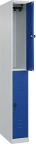 C+P Doppelstock-Spind Classic PLUS mit 1 Abteil, Sicherheits-Drehriegel, Garderobenstange und Soft-Anschlag, Farbe Grau/Blau, H x B x T: 185 x 25 x 50 cm - Bild 1