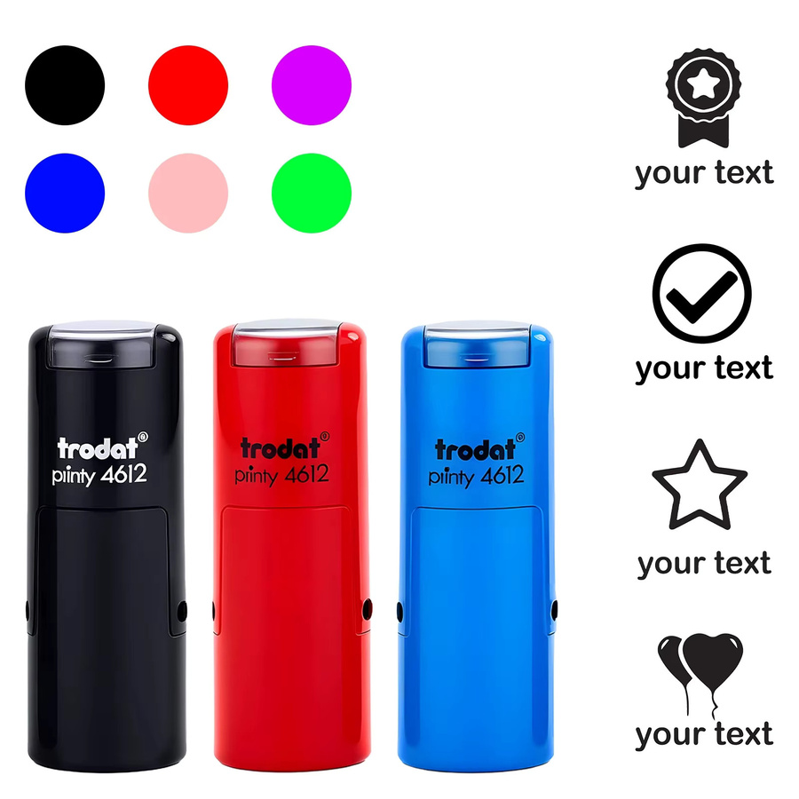 Personalisierter selbstfärbender Rundstempel mit individuellem Text und Logo in Blau, Durchmesser: 12 mm - Bild 2