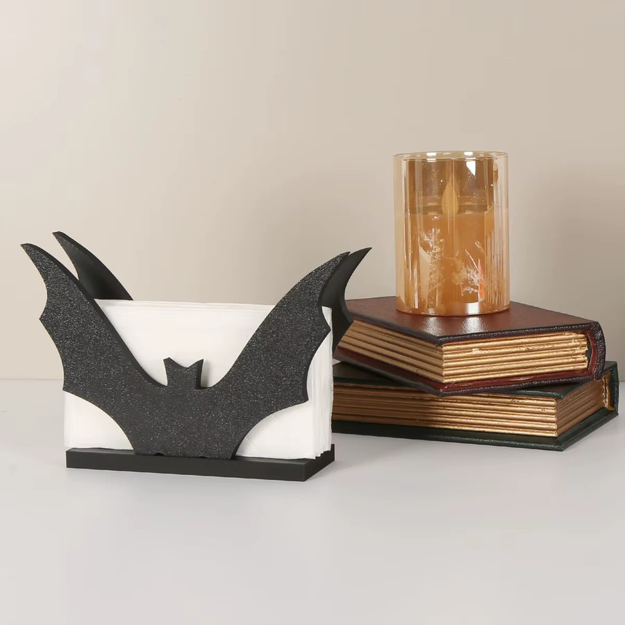 Schwarzer Fledermaus-Taschentuchhalter aus Kunststoff für Tischdekoration und Büro - Bild 4