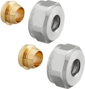 Oventrop Klemmringverschraubung Ofix CEP für Kupferrohre, 2-fach, Messing vernickelt, Silber, Durchmesser: 16 mm - Bild 1