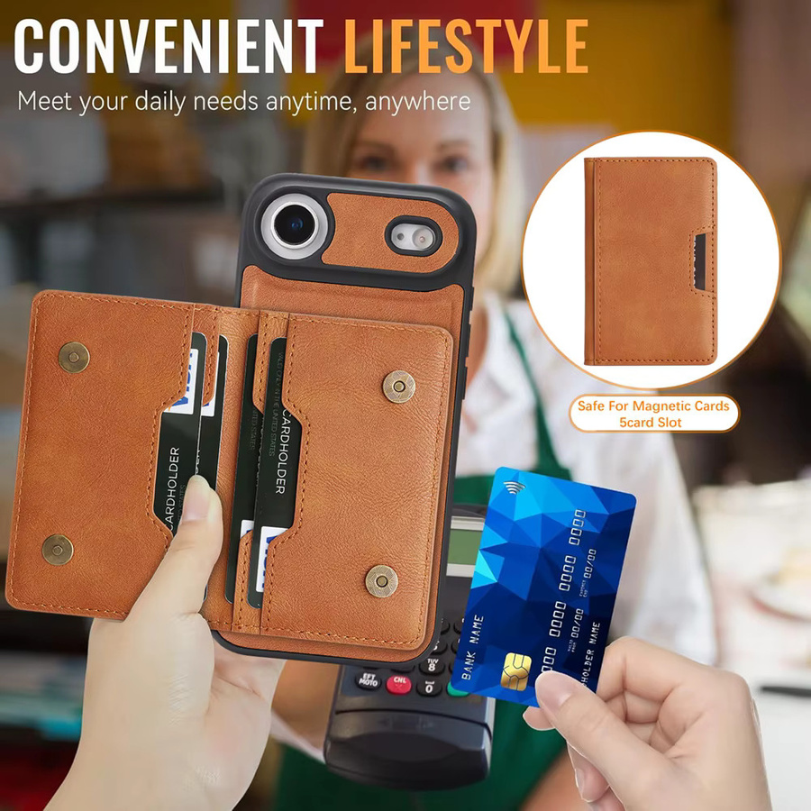 2-in-1 MagSafe Ledertasche für Apple iPhone mit 5 Karten-Slots, Grau - Bild 2