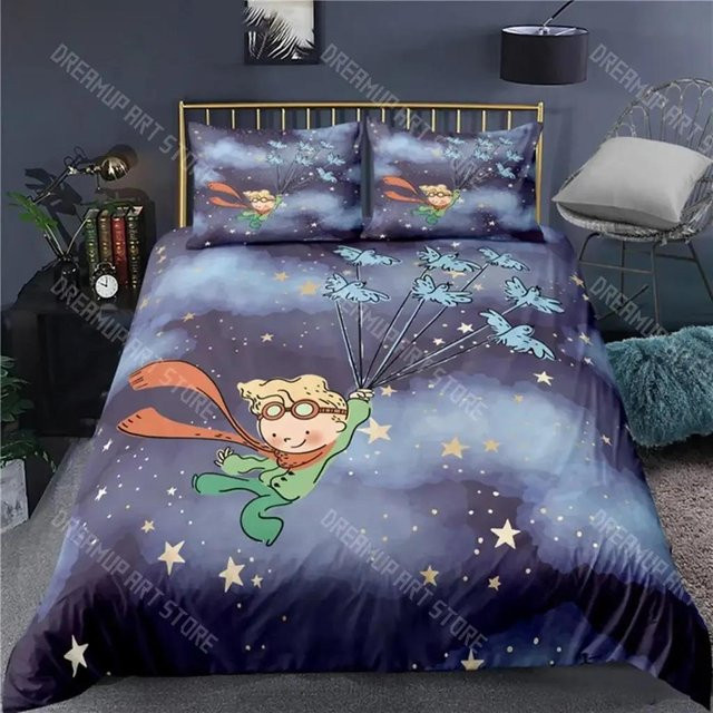 Anime Kleiner Prinz Bettwäscheset mit Bettbezug und Kissenbezügen in Blau, B/T: 200 x 200 cm - Bild 1