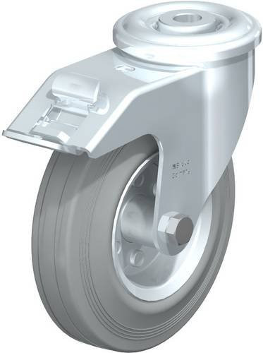 Blickle Lenkrolle LER-VE 125R-FI-SG mit Feststeller, grau, verzinkter Stahl, Rad-Durchmesser: 125 mm, Tragfähigkeit: 100 kg - Bild 1