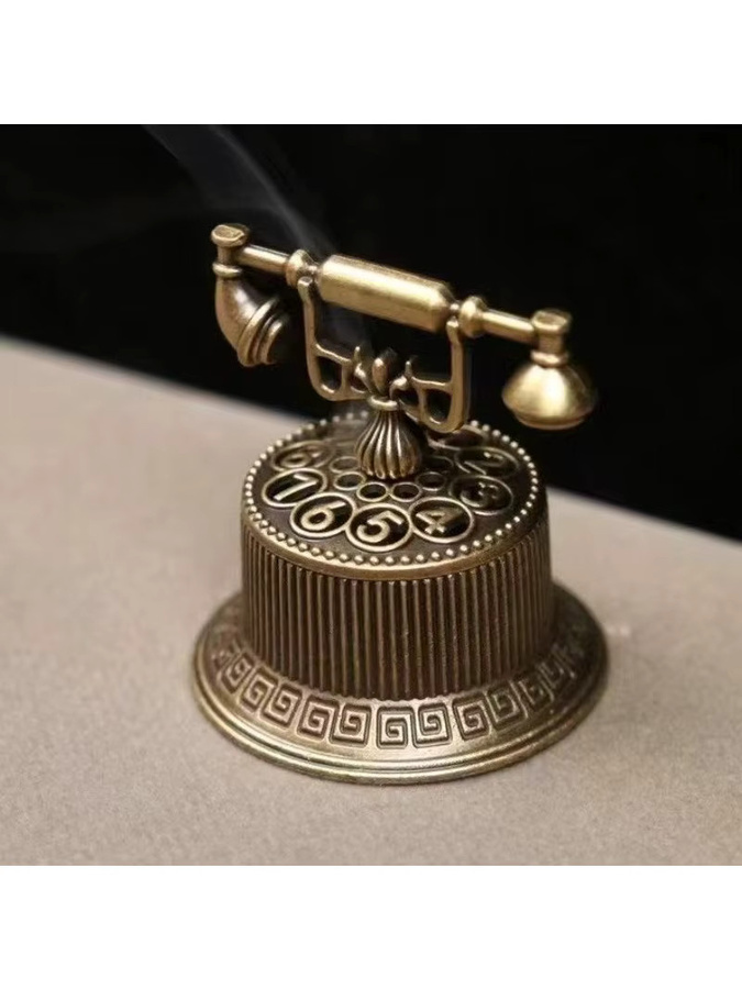 Kreatives Vintage Telefon Räuchergefäß aus Metall von RBXC in Braun und Gold - Bild 4