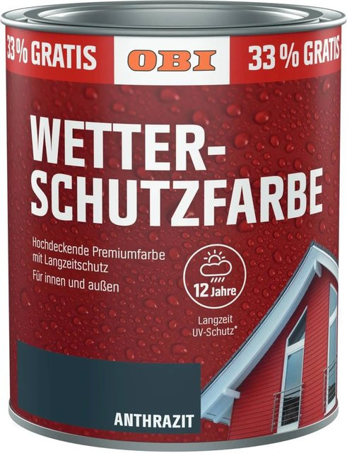 OBI Wetterschutzfarbe Anthrazit wasserbasiert - Bild 1