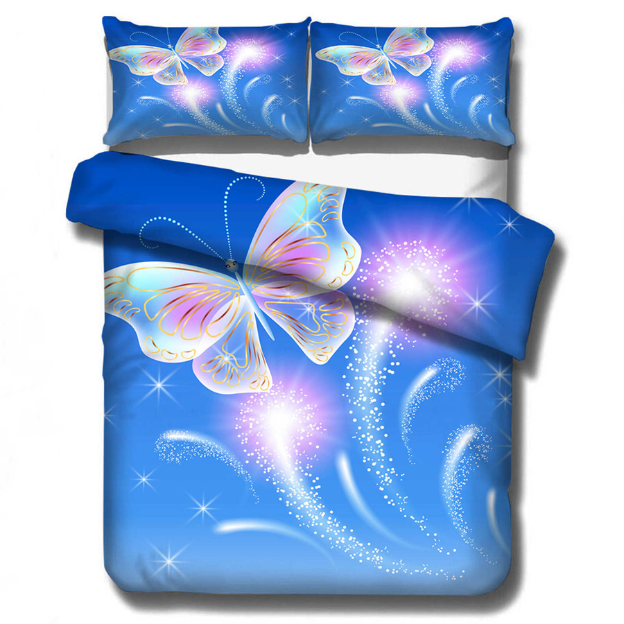 Monika Chen 3-teiliges Bettwäsche-Set Schmetterling Anime Design aus Polyester für Kinder und Erwachsene, EU Single, Breite: 135 cm, Länge: 200 cm - Bild 2