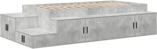 vidaXL Stauraumbett aus Holzwerkstoff in Betongrau mit Seitenfächern, B/T/H: 80 x 200 x 127 cm - Bild 1