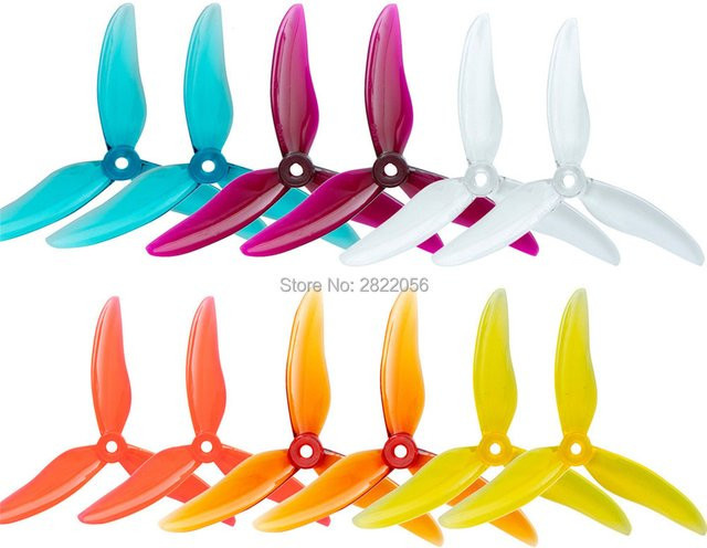 Gemfan Hurricane 5 Zoll 3-Blatt-Propeller für FPV Racing Drohnen, 12 Stück (6 Paare), Gelb - Bild 1