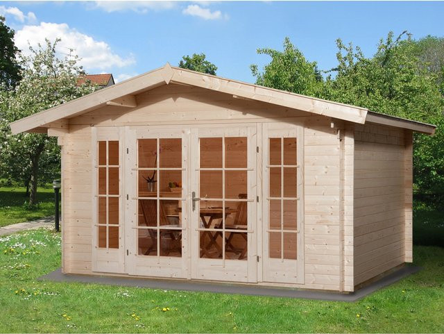WEKA Gartenhaus 137 Gr.2 aus Massivholz in Beige mit Satteldach und Vordach, B/H/T: 460 x 262 x 380 cm - Bild 1