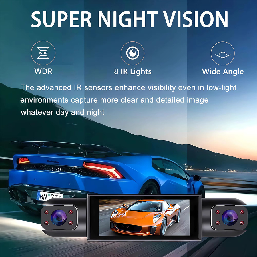 MYOLSD 4-Kanal WiFi Dashcam Full HD 1080P Autokamera mit Nachtsicht in Schwarz - Bild 6