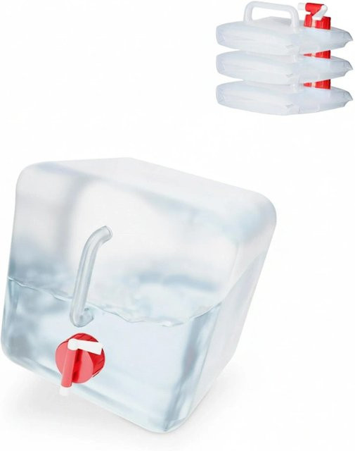 Relaxdays Faltkanister 4er Set aus Kunststoff in Transparent Rot, BPA-frei, B/T/H: 20 x 18 x 22 cm - Bild 1