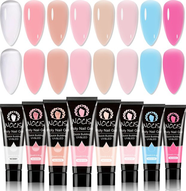 NOCIS Poly Gel Nagel-Set, 8 Farben, Glänzend - Bild 1