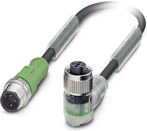 Phoenix Contact Sensor-Aktor-Steckverbinder M12 konfektioniert, gerade Stecker und gewinkelte Buchse, 3 Pol, orange/schwarz, Länge: 2,00 m - Bild 1
