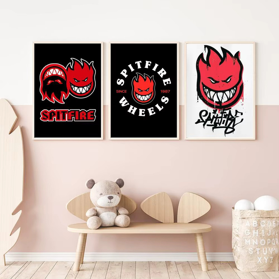 Spitfire Skateboard Poster Black2, selbstklebende HD-Wandkunst, Breite: 15 cm, Höhe: 20 cm - Bild 2