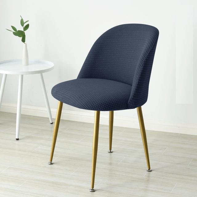 Elastische Stuhlhusen für Esszimmerstühle mit niedriger Rückenlehne, blau, 1 Stück - Bild 1