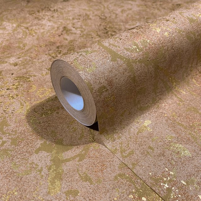 Marburg Vliestapete in Betonoptik mit abstraktem Design in Braun und Gold, FSC-zertifiziert - Bild 1