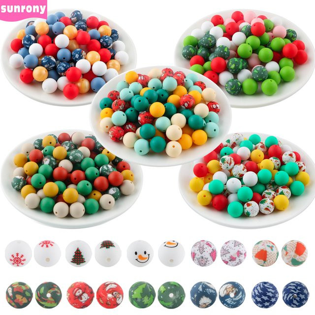 Sunrony Perlen Set, Silikon, Rund, 15 mm, Weihnachten Stil - Bild 1
