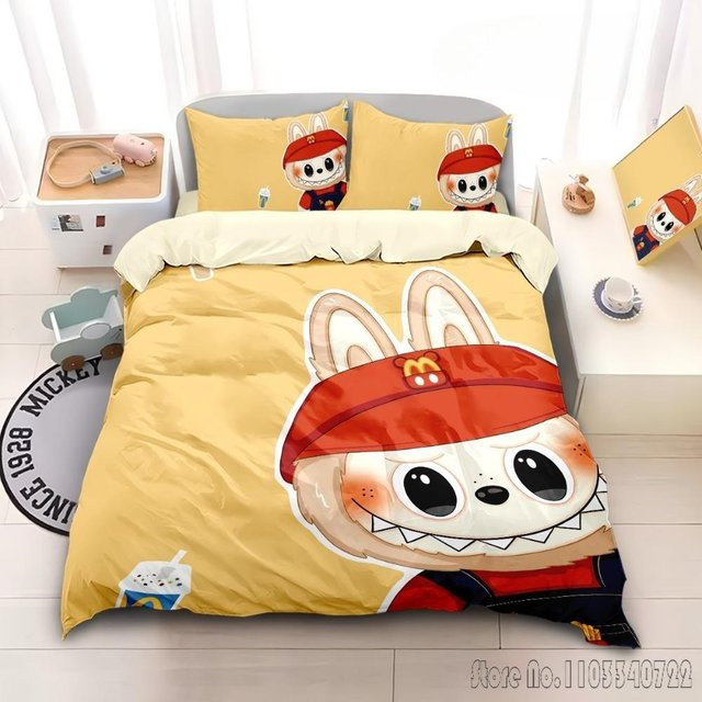 Lodestar La-BuBu Bettwäsche-Set Rosa mit Anime-Motiv für Kinder, bestehend aus Bettdeckenbezug und Kissenbezug, B/H: 210 x 210 cm - Bild 1