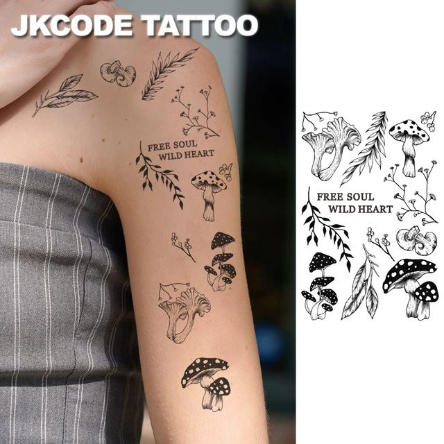 JKCODE TATTOO Kräutertattoo-Aufkleber, Waldpilzmotiven, Kinder - Bild 1