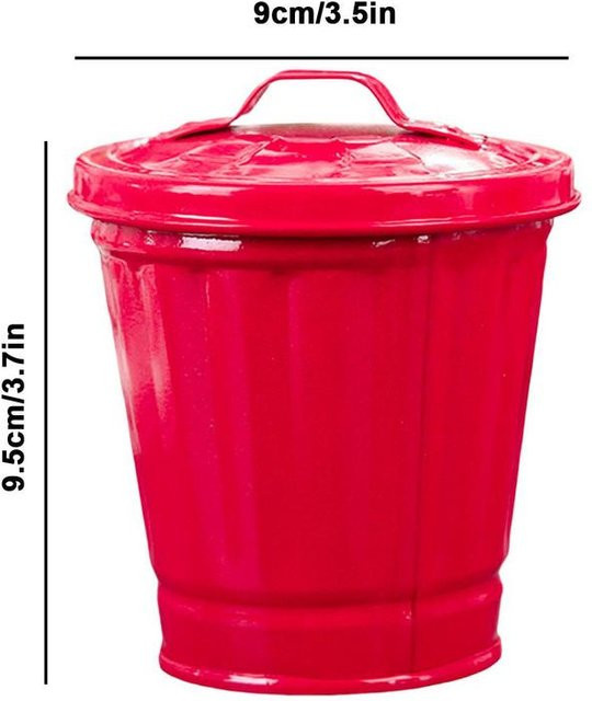Multifunktionaler Mini-Tischmülleimer aus Metall in Rot als Stifthalter oder Blumentopf - Bild 1