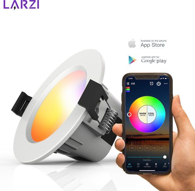 LARZI WiFi Smart LED Einbaustrahler RGB Dimmbar 5W mit Sprachsteuerung für Alexa und Google Home - Bild 1