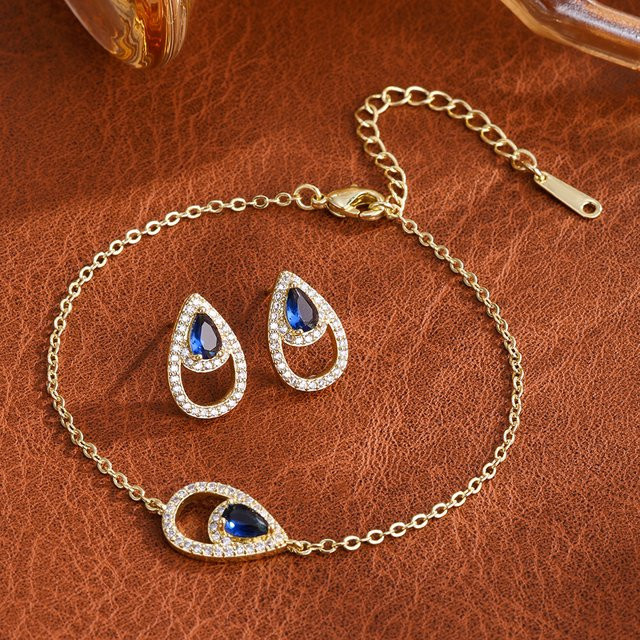 ZAKOL Schmuck-Set, Ohrring, Armband, Zirkonia, Blau, Damen - Bild 1