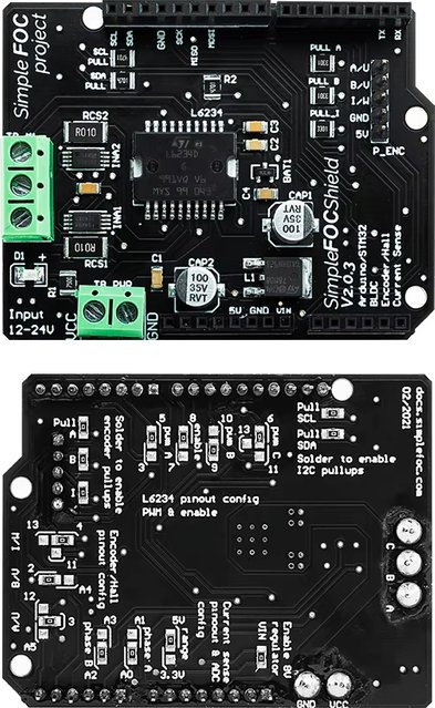 Makerbase MKS SimpleFOC Shield V2.0.4 BLDC Motor Controller Board in Schwarz - Bild 1