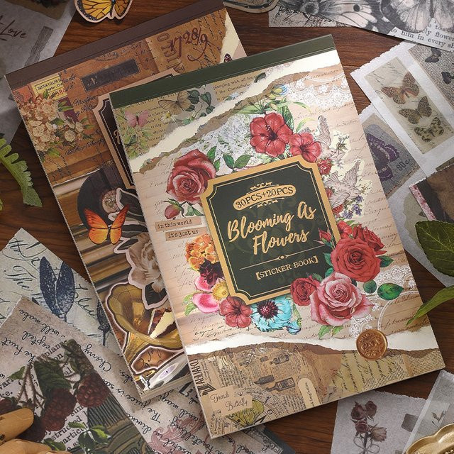 50 Stück Vintage Collage Aufkleber Set für Scrapbooking und Junk Journal in Multicolour - Bild 1