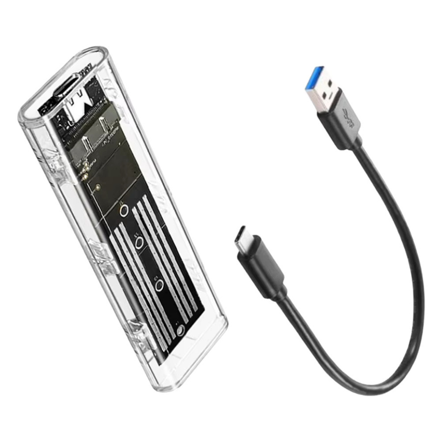 ALLOET Externes M.2 NGFF SATA SSD-Gehäuse mit USB 3.1 Typ C, Transparent, 10Gbps, kompatibel mit 2230/2242/2260/2280 SSDs - Bild 5