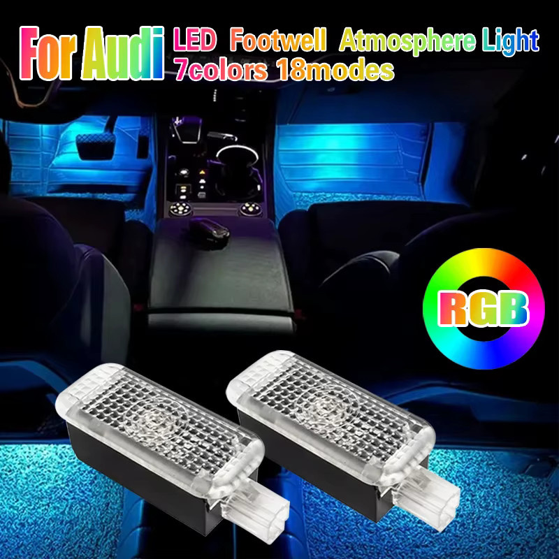 QYJSD RGB LED Auto-Innenraumbeleuchtung für Audi A1 A4 A5 A6 A7 A8 Q3 Q5 Q7 Q8 TT Fußraumbeleuchtung in Transparent - Bild 2