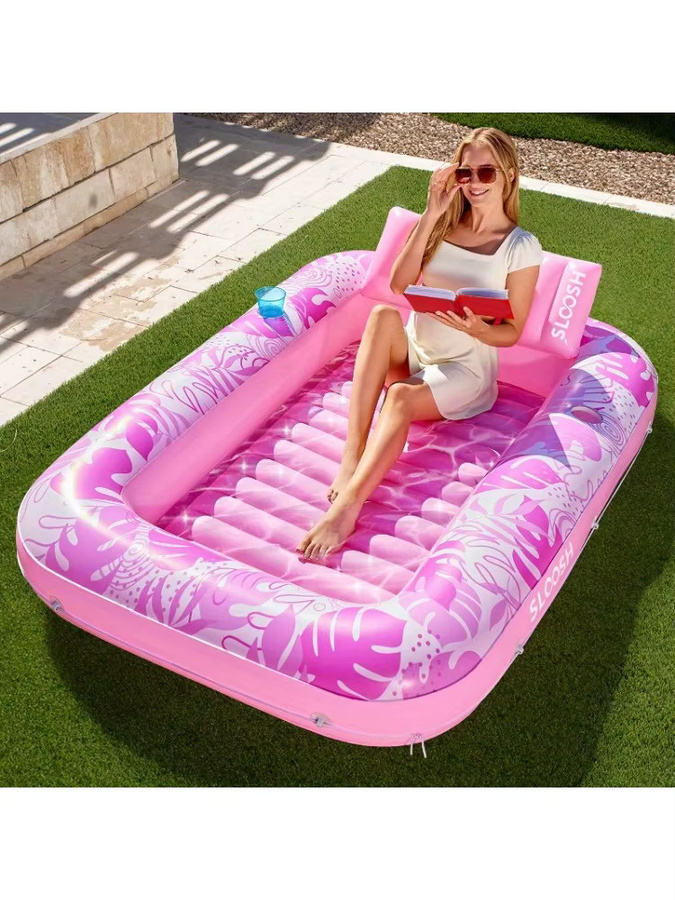 JOYFY Aufblasbare Sonnenliege für den Pool in Pink, Schwimmliege für Wasser und Ballbecken - Bild 5
