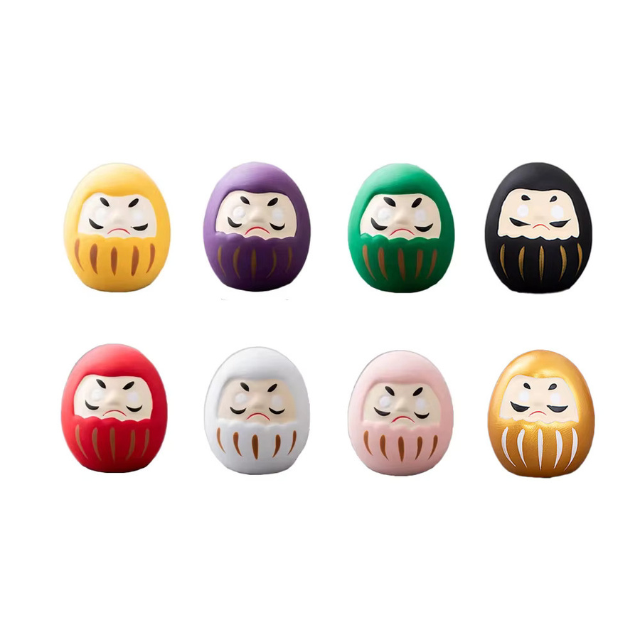 Set mit 8 japanischen Mini-Daruma Glücksbringern aus Keramik in Mehrfarbig, Zen-Ornament und Tischdekoration von Cerakorie - Bild 7