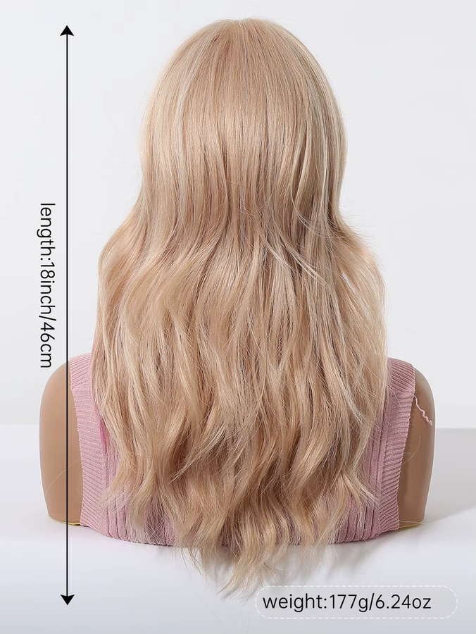 HENRY MARGU Perücke, Ombre Blonde und Pink, Lange Lockige, Synthetikhaar mit Pony - Bild 2