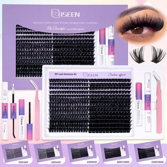 ISEEN Wimpern-Cluster-Set, Natürliche Einzelwimpern für DIY-Wimpernverlängerung - Bild 1