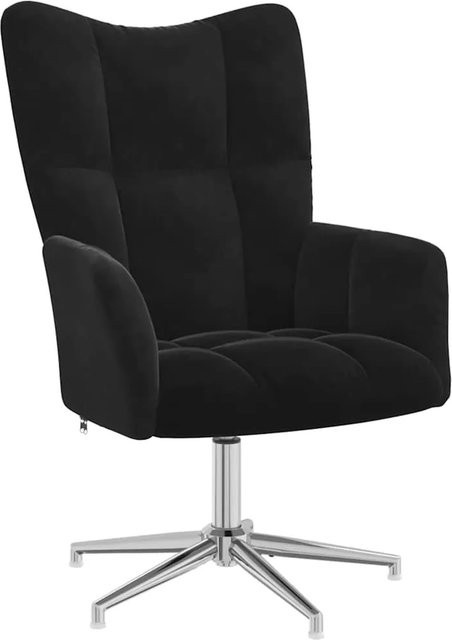 vidaXL Relaxsessel Schwarz aus Samt mit Stepp-Design und 360-Grad-Drehfunktion - Bild 1
