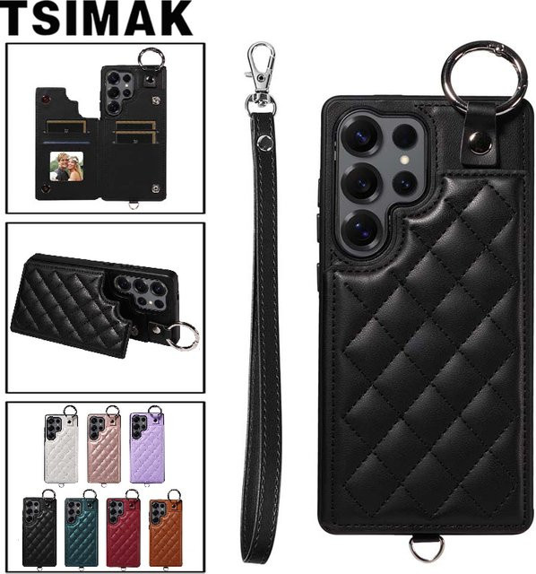Leder Handytasche für Samsung Galaxy S25 Ultra S24 S23 S22 S21 FE A14 A15 A24 A25 A34 A35 A54 A55 mit Multi-Card Slot Halterung in Purple - Bild 1