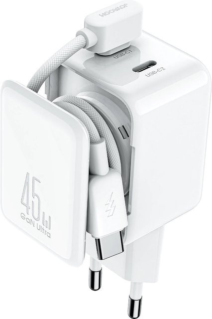 Joyroom Netzladegerät JR-TCL05 mit USB-C Kabel, 45W, 3A, 2 x USB-C, Weiß - Bild 1