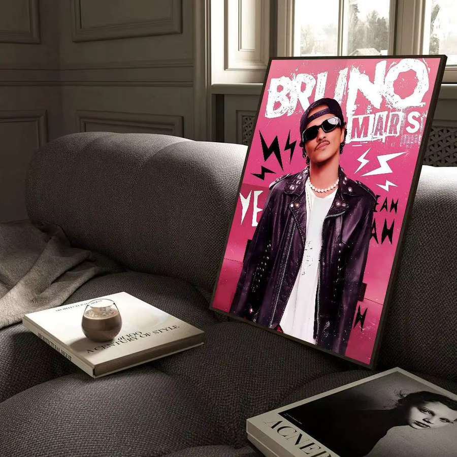 Vintage Dekorative Poster Kunstwerk Whitepaper mit Motiv von Bruno Mars und B-Bruno in Multicolor - Bild 5