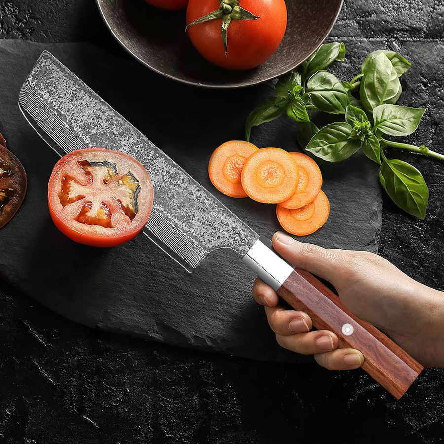 MOSTODOZO Nakiri Kochmesser aus japanischem Damaststahl mit Holzgriff, 16,5 cm - Bild 3