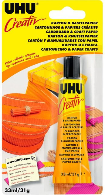 UHU Creativ Kleber für Karton und Bastelpapier, farblos und durchsichtig, 33 ml - Bild 1